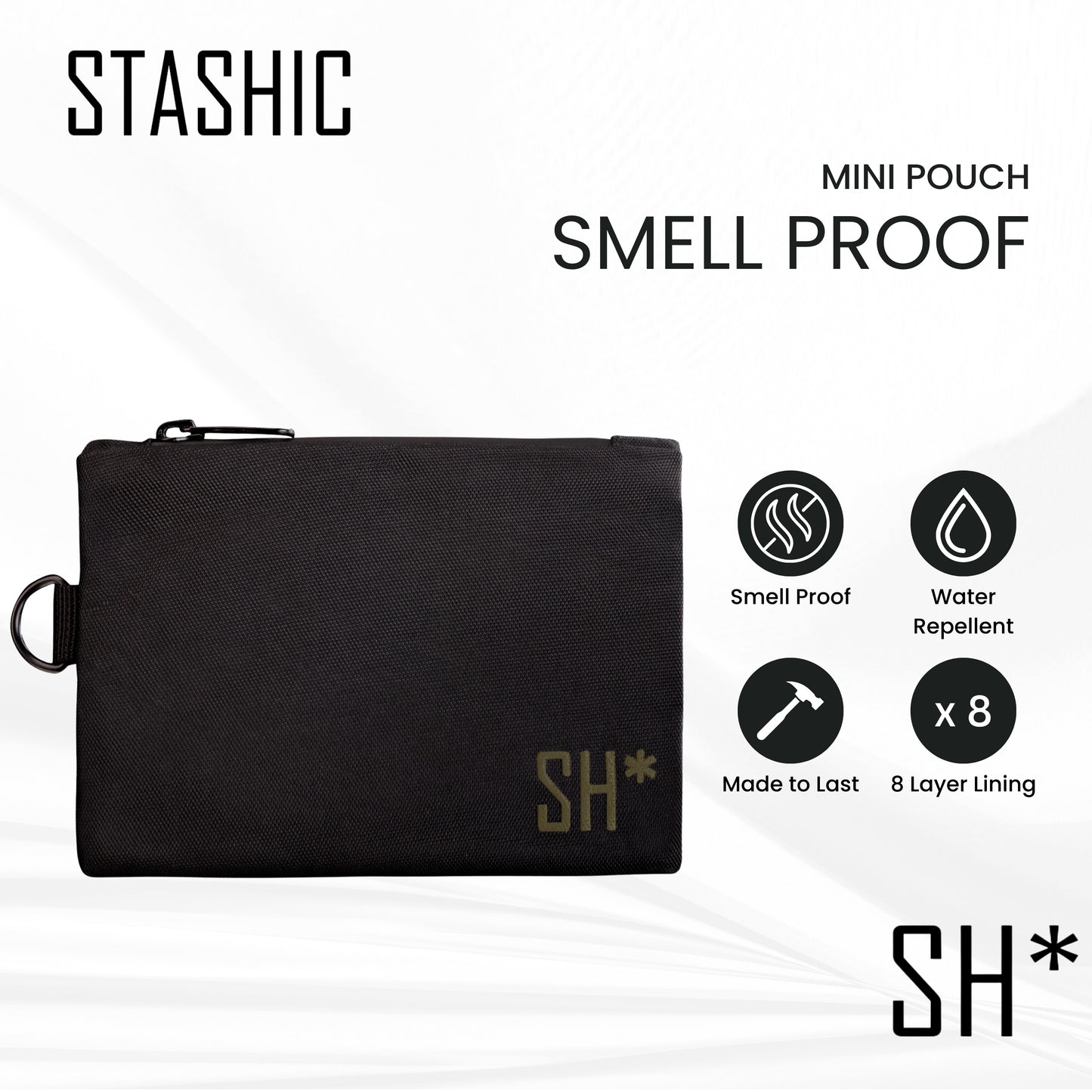 Smell Proof Mini Pouch - Zip - Green Logo