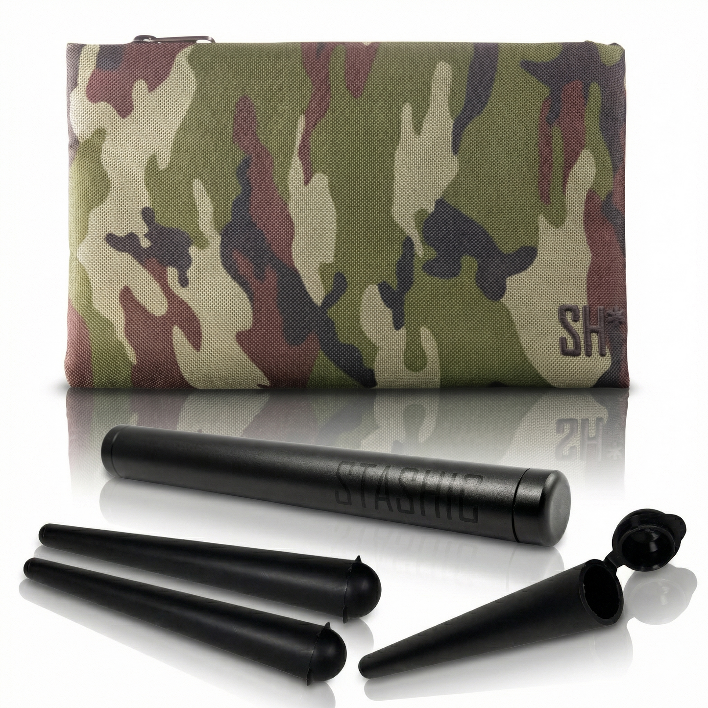Smell Proof Pouch - Camo + Tubes