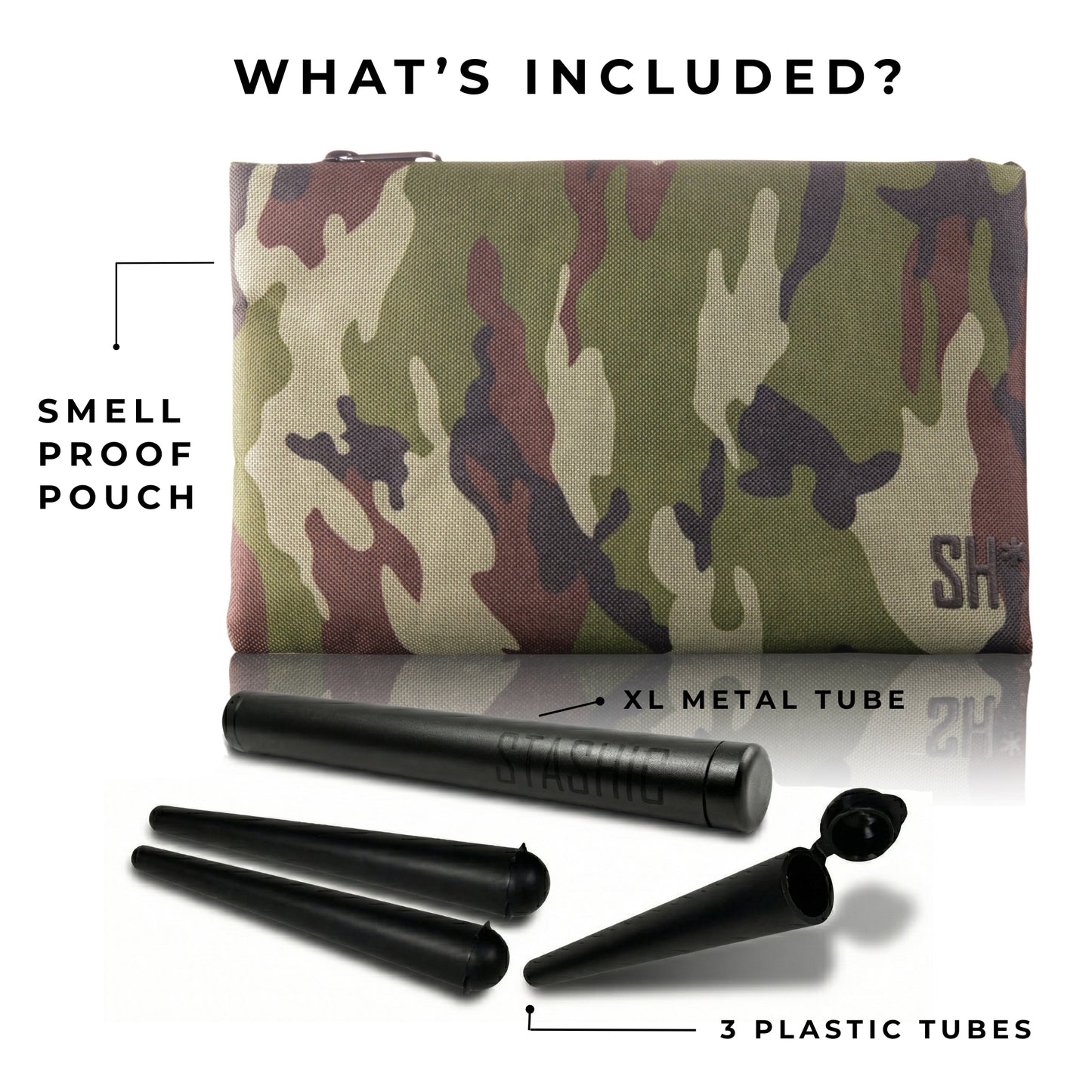 Smell Proof Pouch - Camo + Tubes