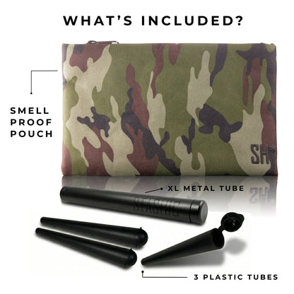 Smell Proof Pouch - Camo + Tubes