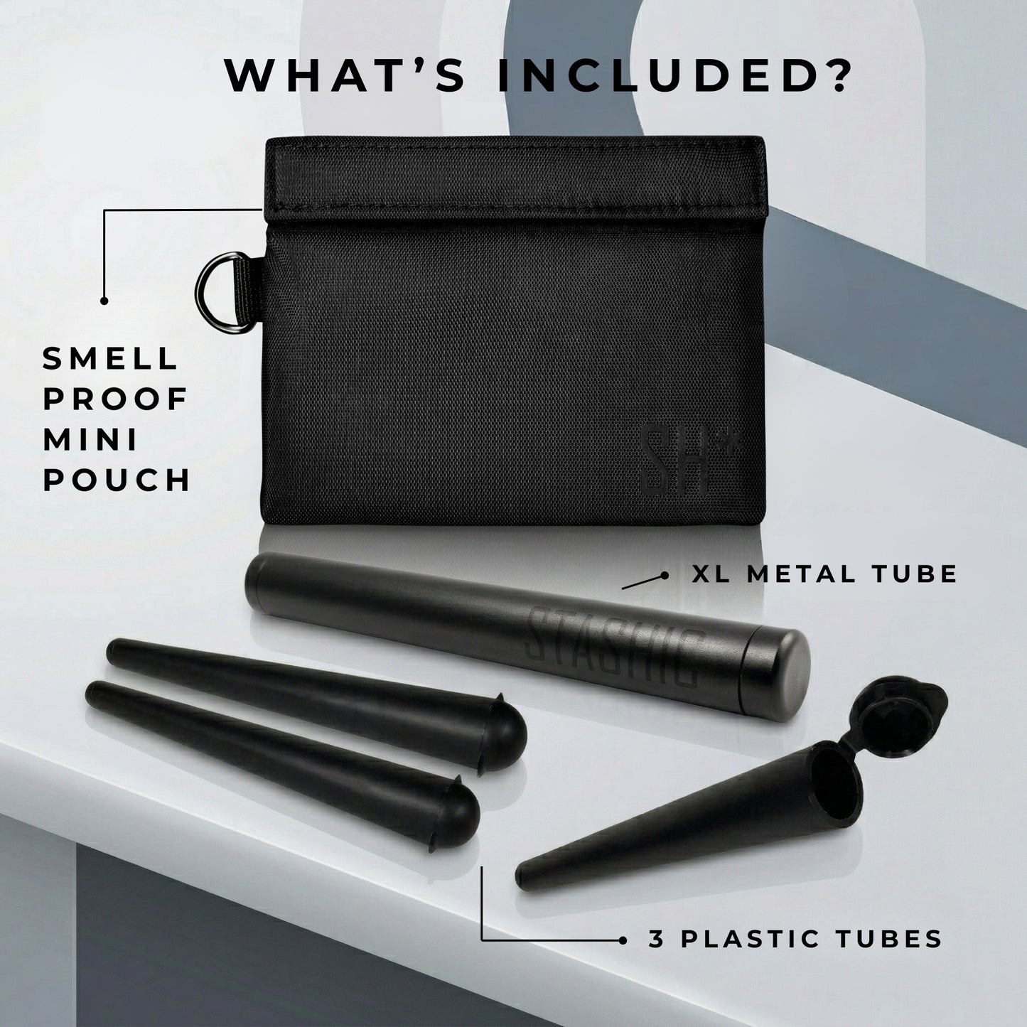 Smell Proof Mini Pouch - Double velcro + Tubes