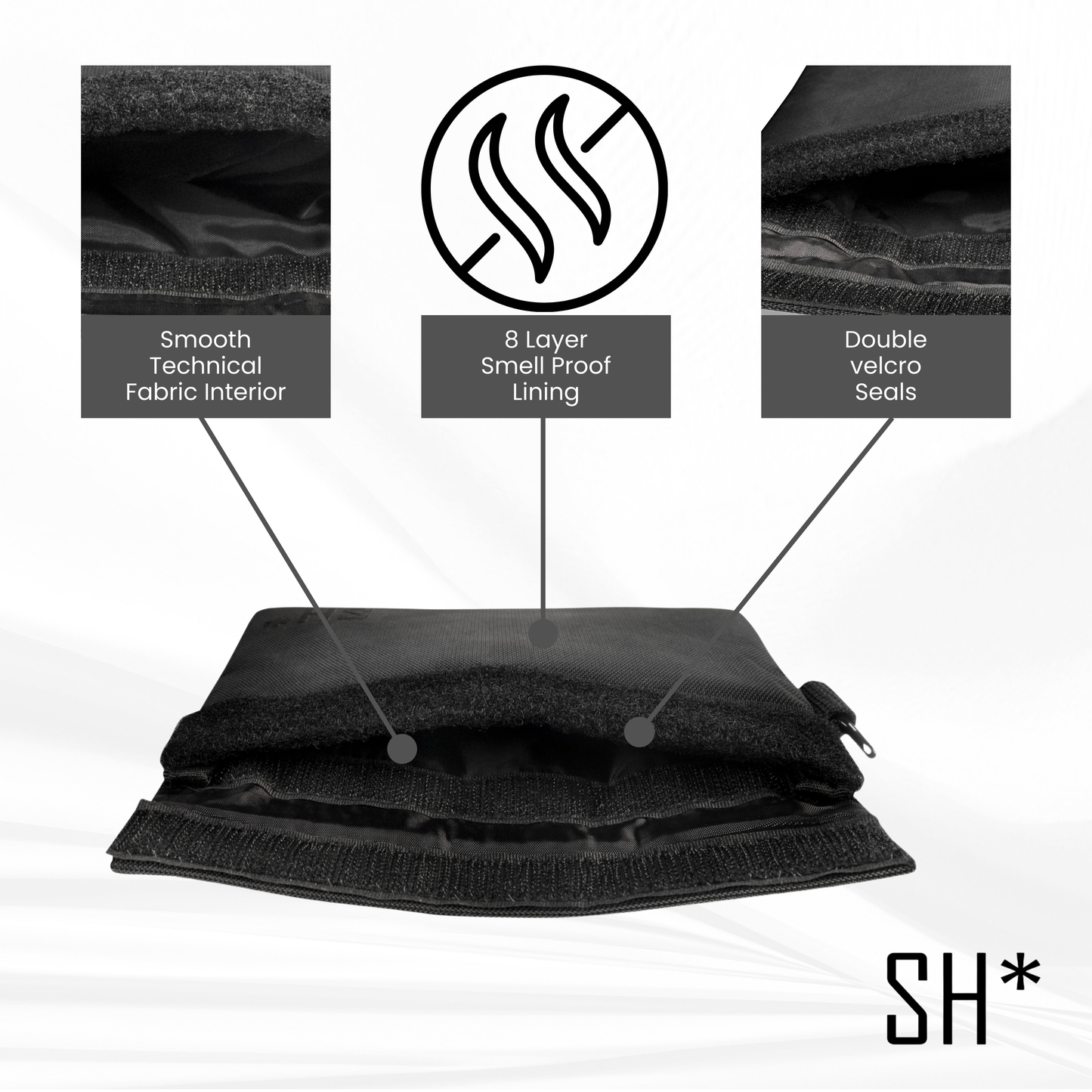 Smell Proof Mini Pouch - Double velcro + Tubes