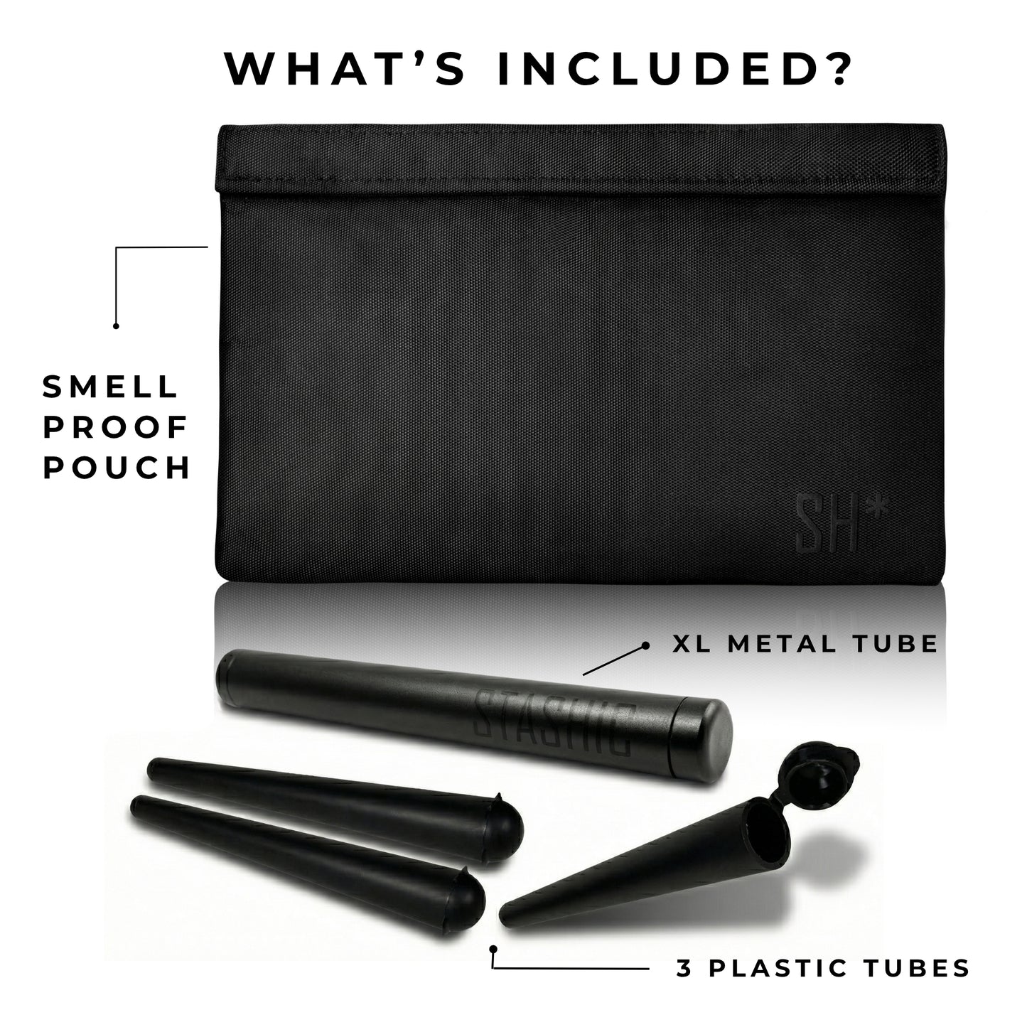 Smell Proof Pouch - Double velcro + Tubes