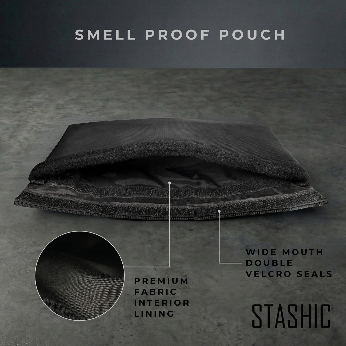 Smell Proof Pouch - Double velcro + Tubes