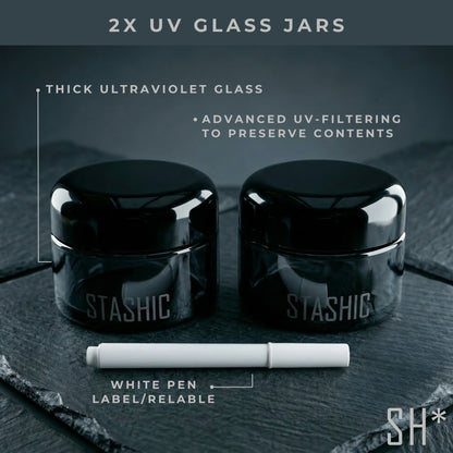 2x 100ml UV Glass Jar