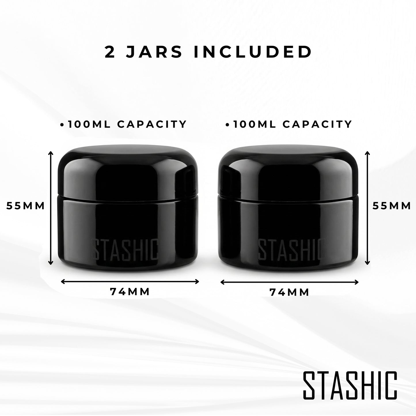 2x 100ml UV Glass Jar