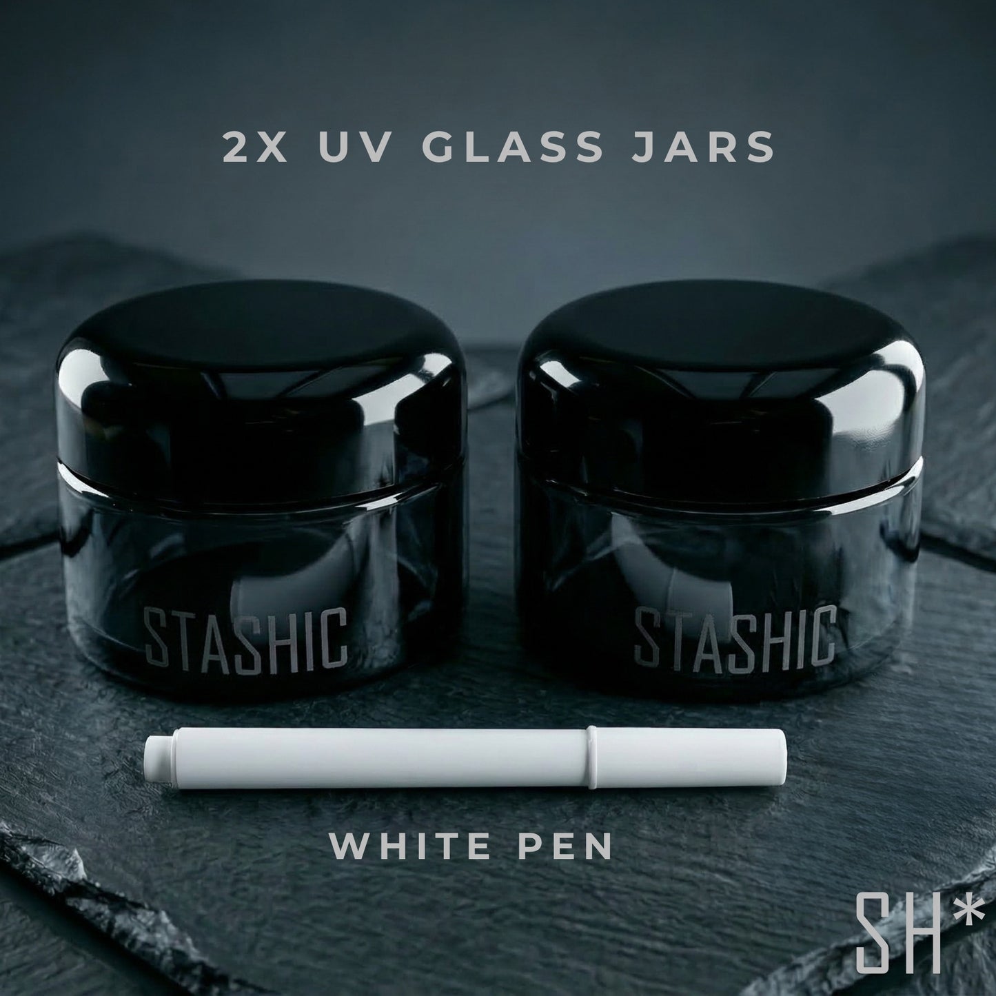 2x 100ml UV Glass Jar