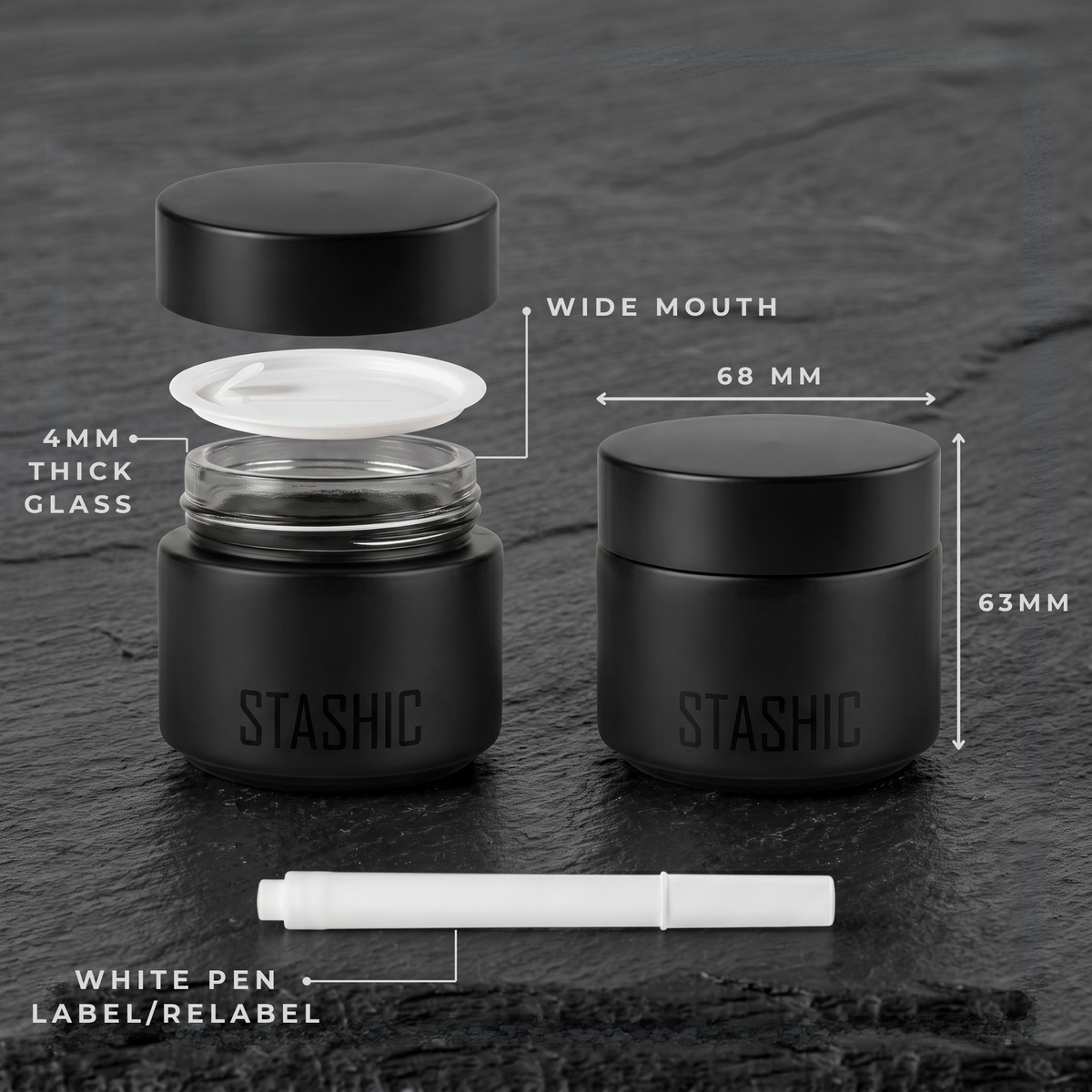 3× 100ml Glass Jar